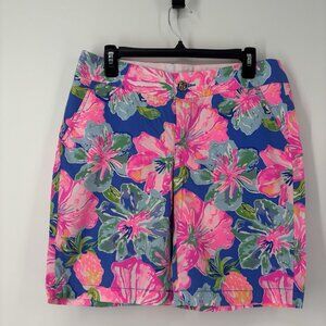 Lilly Pulitzer Chipper Short Beckon Pink Blue Jungle Utopia Size 6 Bermuda